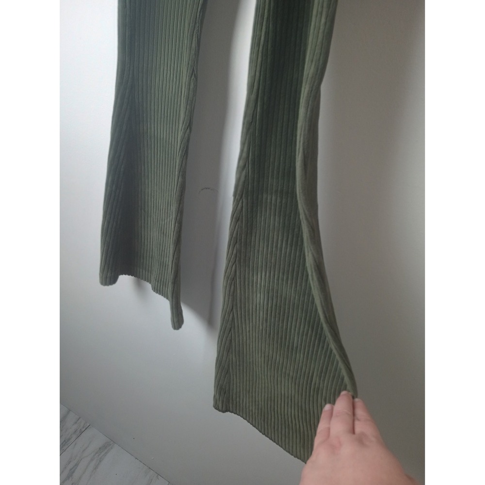 Aerie Olive Green Corduroy Flare Pants XS Regular Elastic Waist Retro Boho - Picture 2 of 7
